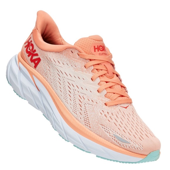 Hoka Shoes - Size 7.5 HOKA Clifton 8 Cantaloupe Silver Peony Running Sneaker Shoes